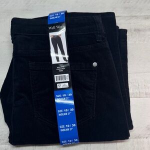Well Worn Women's High Rise Soft Corduroy Pants - black - Size 10/30 Inseam: 31"